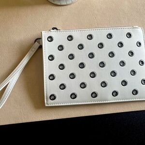 Women's Express White Clutch with Black Grommets Like New